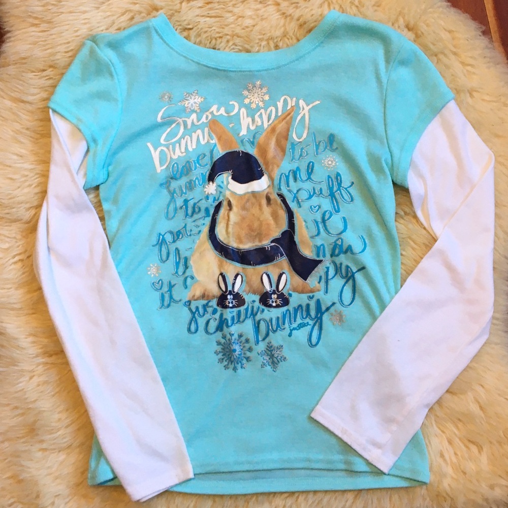 Justice Blue Winter Bunny Long Sleeve Top